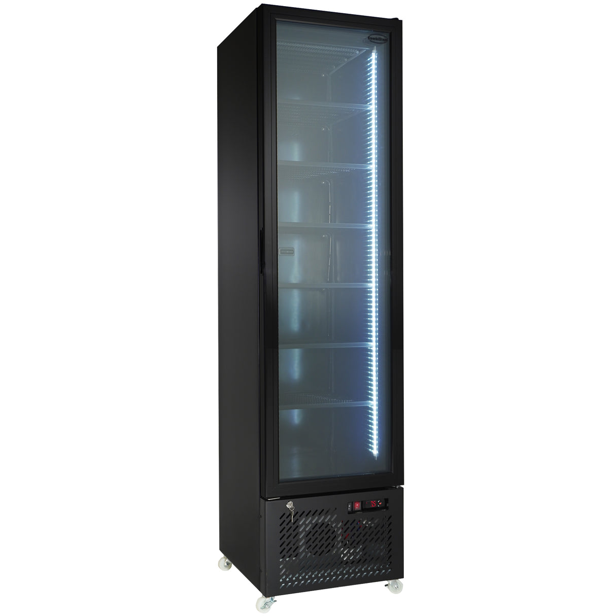 Tiefkühlschrank 1 Glastür Schwarz NAP-250F - 490x560x1915 mm - 0.45 kW - Gastro-Bedarf24 GmbH