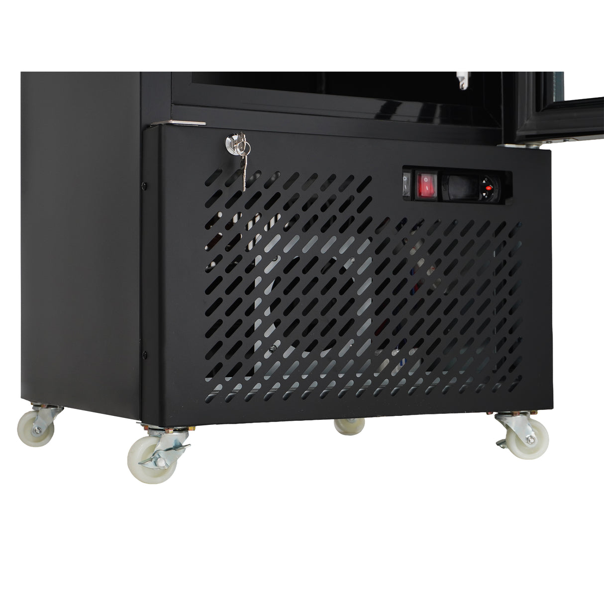Tiefkühlschrank 1 Glastür Schwarz NAP-250F - 490x560x1915 mm - 0.45 kW - Gastro-Bedarf24 GmbH