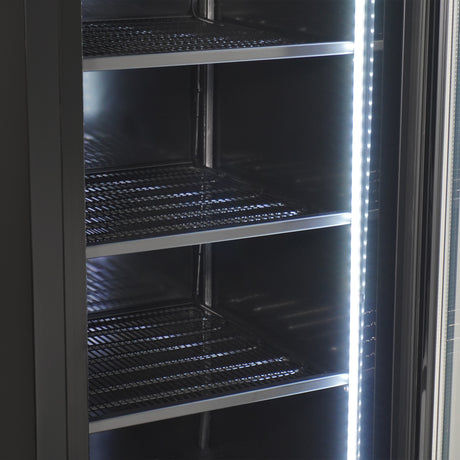 Tiefkühlschrank 1 Glastür Schwarz NAP-250F - 490x560x1915 mm - 0.45 kW - Gastro-Bedarf24 GmbH
