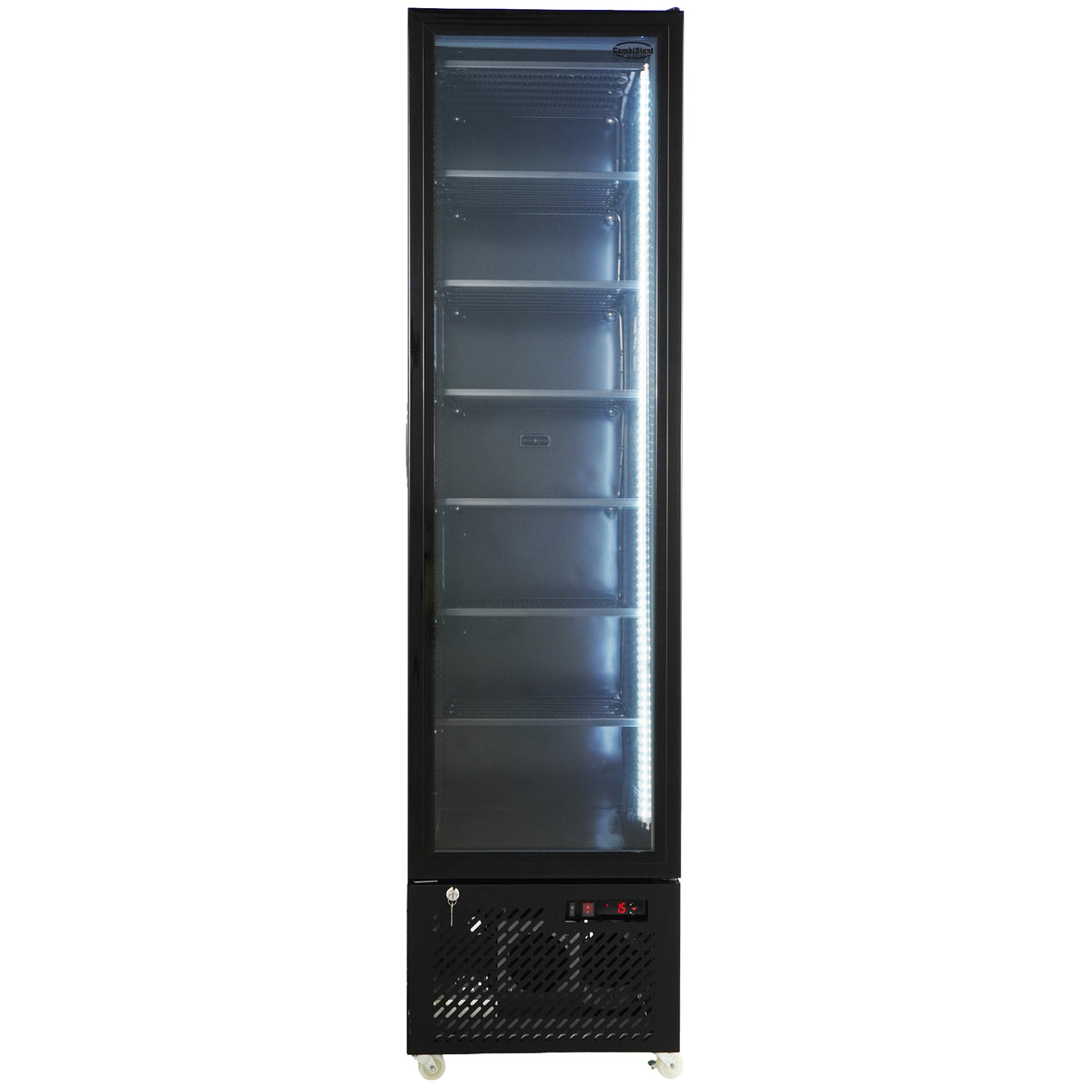 Tiefkühlschrank 1 Glastür Schwarz NAP-250F - 490x560x1915 mm - 0.45 kW - Gastro-Bedarf24 GmbH