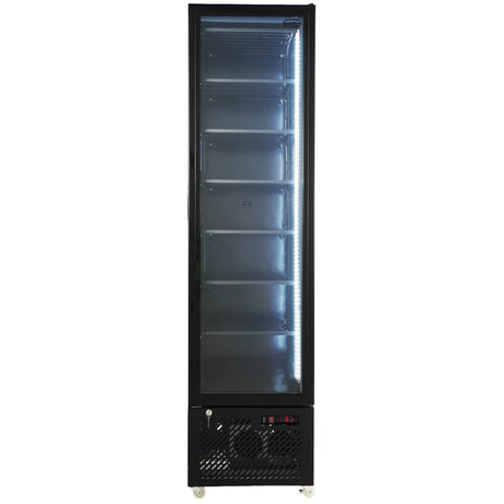 Tiefkühlschrank 1 Glastür Schwarz NAP-250F - 490x560x1915 mm - 0.45 kW - Gastro-Bedarf24 GmbH