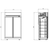Kühlschrank mit 2 Glastüren - 1000 Liter - 1253x710x2092 mm