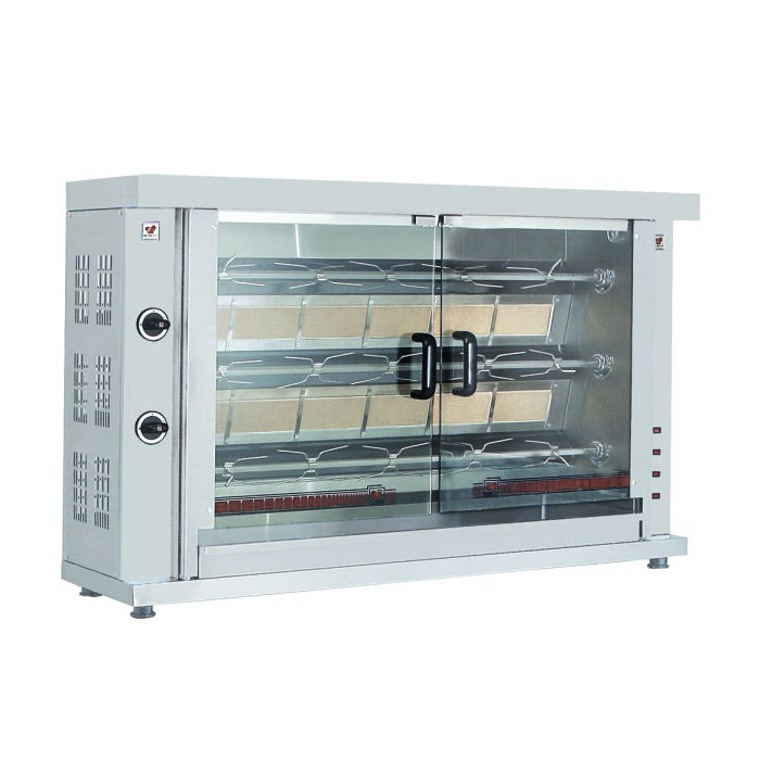 Gas Hähnchengrill - 3 Spieße - 12 kW - 1320x460x880 mm