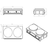 Crêpes - 2 Platten - 900x520x245 mm -  6 kW