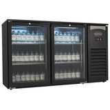 Barkühler 2 Glastüren Schwarz 305L - 1434x520x860 mm - 0,25 kW - Gastro-Bedarf24 GmbH