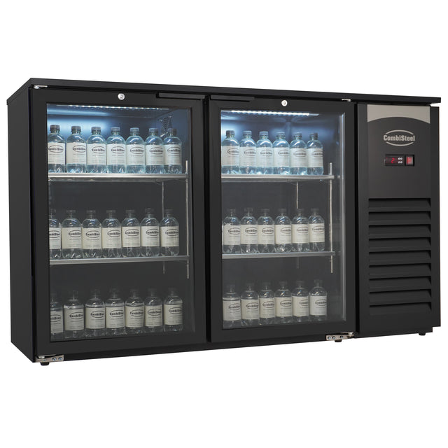 Barkühler 2 Glastüren Schwarz 305L - 1434x520x860 mm - 0,25 kW - Gastro-Bedarf24 GmbH