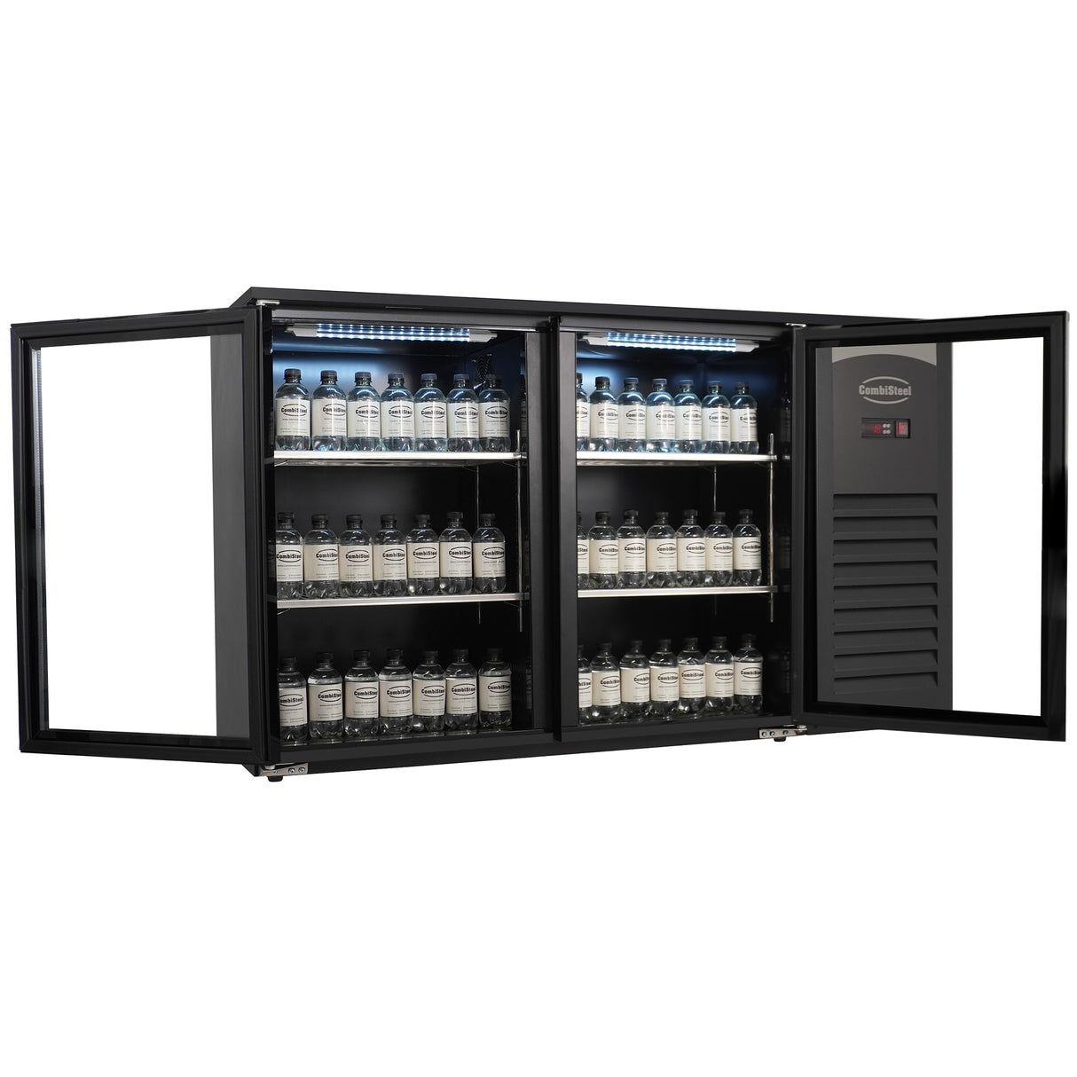Barkühler 2 Glastüren Schwarz 305L - 1434x520x860 mm - 0,25 kW - Gastro-Bedarf24 GmbH