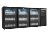 Barkühler 3 Glastüren Schwarz 470L - 1988x520x860 mm - 0,285 kW - Gastro-Bedarf24 GmbH