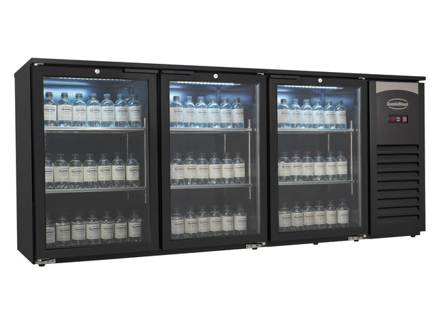 Barkühler 3 Glastüren Schwarz 470L - 1988x520x860 mm - 0,285 kW - Gastro-Bedarf24 GmbH