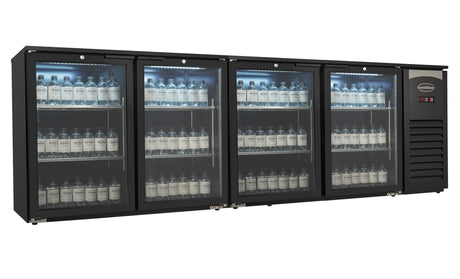 Barkühler 4 Glastüren Schwarz 636L - 2542x520x860 mm - 0,345 kW - Gastro-Bedarf24 GmbH