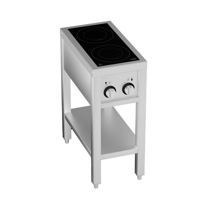 Induktionsherd mit 2 Zonen mit offenem Unterbau - 355x655x875 mm - 7 kW