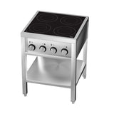 Induktionsherd 4 Zonen mit offenem Unterbau - 655x655x875 mm - 14 kW