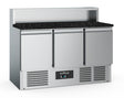 Pizzatisch 3 Türen 8x1/6GN Behälter Schwarze Granit-Arbeitsplatte - 1365x700x1075 mm - 0.24 kW - Gastro-Bedarf24 GmbH