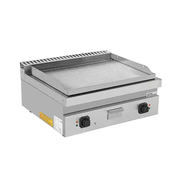 Elektrische Grillplatte - 800x700x300 mm - gerillt - 9 kW