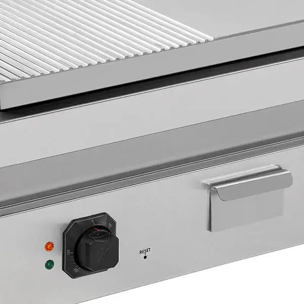 Elektrische Grillplatte - 800x700x350 mm - 1/2 glatt + 1/2 gerillt - 9 kW