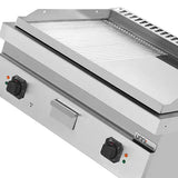 Elektrische Grillplatte - 800x700x350 mm - 1/2 glatt + 1/2 gerillt - Chrome - 9 kW