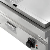 Elektrische Grillplatte - 800x700x350 mm - 1/2 glatt + 1/2 gerillt - Chrome - 9 kW