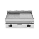 Elektrische Grillplatte - 800x700x350 mm - 1/2 glatt + 1/2 gerillt - Chrome - 9 kW
