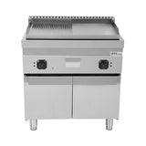 Elektrische Grillplatte - 800x700x850/900 mm - 1/2 glatt + 1/2 gerillt - 9 kW