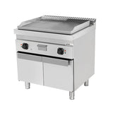 Elektrische Grillplatte - 800x700x850/900 mm - 1/2 glatt + 1/2 gerillt - 9 kW