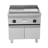 Elektrische Grillplatte - 800x700x850/900 mm - 1/2 glatt + 1/2 gerillt CHROM - 9 kW
