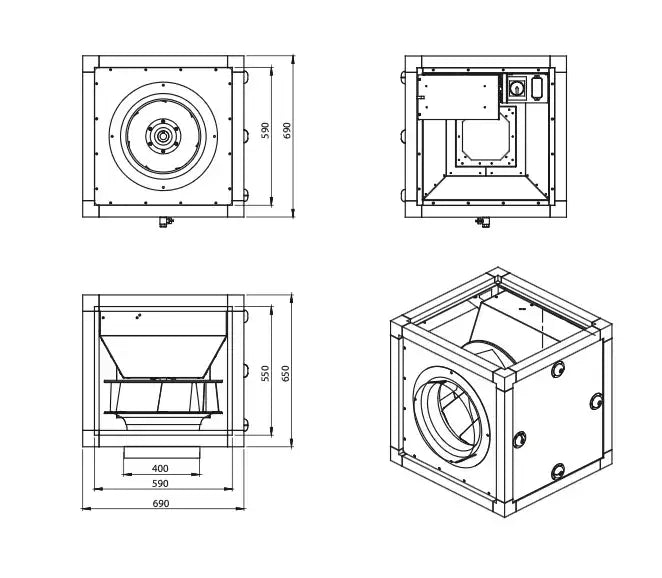 EC-Airbox Typ GBV 10000 inkl. Drehzahl - Steuergerät Typ WPO 5 Stufig & Paneel geschlossen