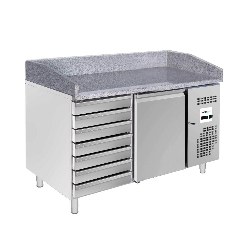 Pizzakühltisch 1-türig & 7 ungekühlte Schubladen - Gastro-Bedarf24 GmbH