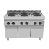 Elektroherd mit 6 Kochfelder und 3 Türen - 1200x700x850/900 mm - 15,6 kW
