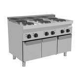 Elektroherd mit 6 Kochfelder und 3 Türen - 1200x700x850/900 mm - 15,6 kW
