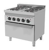 Elektroherd mit 4 Kochfelder und Elektrobackofen - 800x700x850/900 mm - 10,4 kW