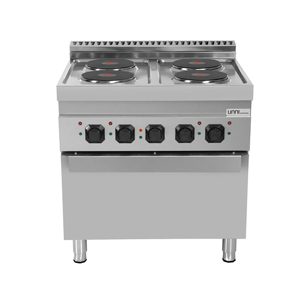 Elektroherd mit 4 Kochfelder und Elektrobackofen - 800x700x850/900 mm - 10,4 kW