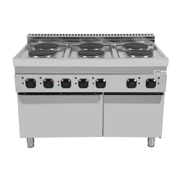 Elektroherd mit 6 Kochfelder und Elektrobackofen - 1200x700x850/900 mm - 19,4 kW