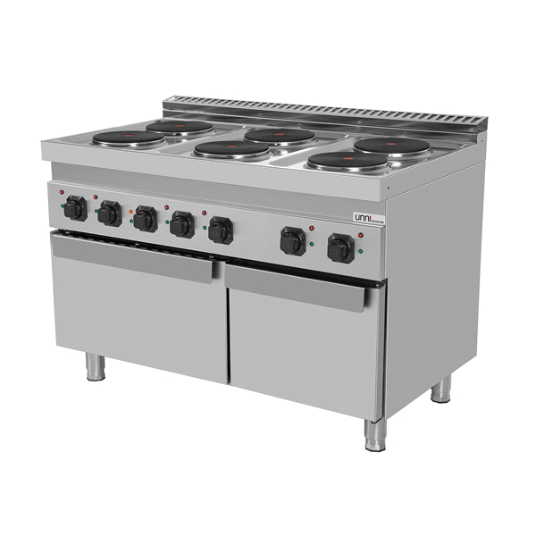 Elektroherd mit 6 Kochfelder und Elektrobackofen - 1200x700x850/900 mm - 19,4 kW