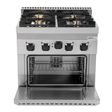 Gasherd mit 4 Kochfelder und Elektrobackofen - 800x700x950/900 mm - 28 kW