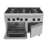 Gasherd mit 6 Kochfelder und Elektrobackofen - 1200x700x850/900 mm - 44 kW