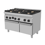 Gasherd mit 6 Kochfelder und Elektrobackofen - 1200x700x850/900 mm - 44 kW