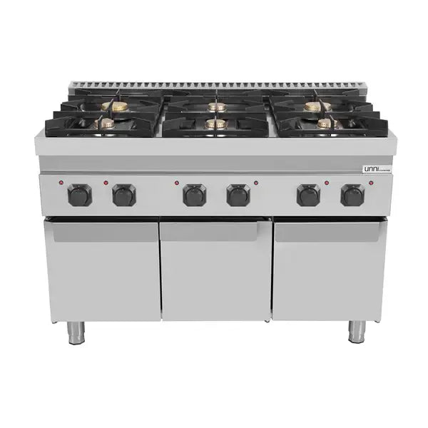 Gasherd -1200x700x850/900 mm - 6 Kochstellen - 44 kW