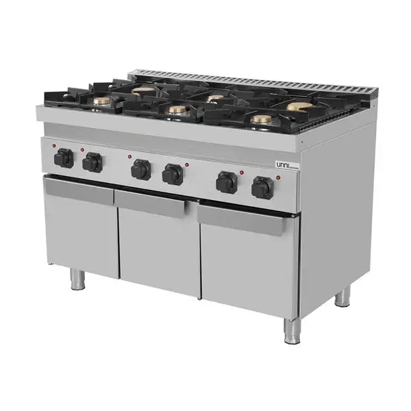 Gasherd -1200x700x850/900 mm - 6 Kochstellen - 44 kW