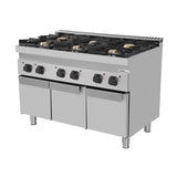 Gasherd -1200x700x850/900 mm - 6 Kochstellen - 44 kW