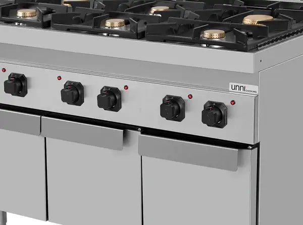 Gasherd -1200x700x850/900 mm - 6 Kochstellen - 44 kW