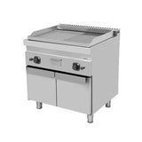 Gas-Grillplatte - 800x700x850/900 mm - 1/2 glatt + 1/2 gerillt - 13 kW