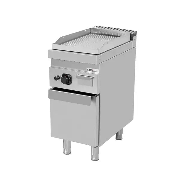 Gas Grillplatte - 400x700x850/900 mm - gerillt/chrome - 6,5 kW