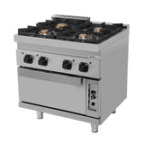 Gasherd mit 4 Kochfelder und Gasbackofen - 800x700x850/900 mm - 35 kW
