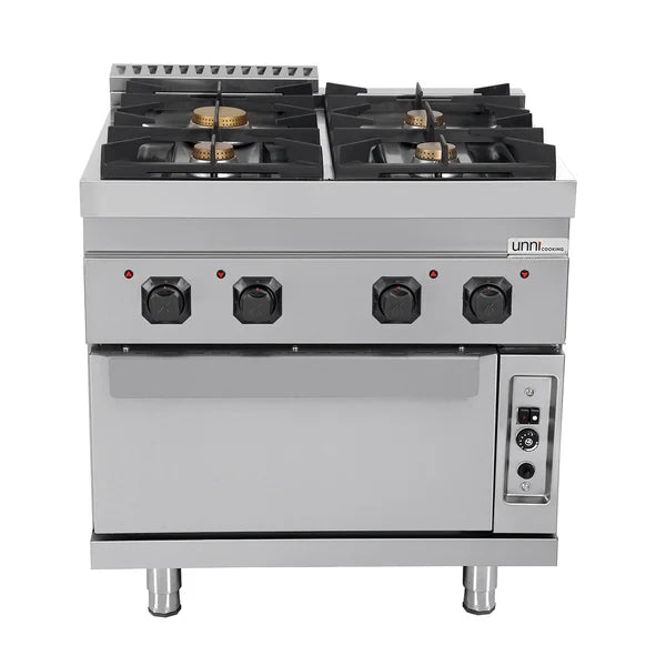 Gasherd mit 4 Kochfelder und Gasbackofen - 800x700x850/900 mm - 35 kW