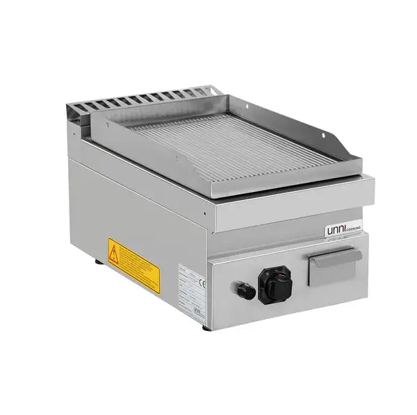 Gas-Grillplatte - 400x700x300 mm - gerillt/chrome - 6,5 kW