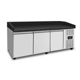 Tekerlekli ve 3 kapılı pizza tezgahı – Siyah granit – 202 x 80 x 100 cm