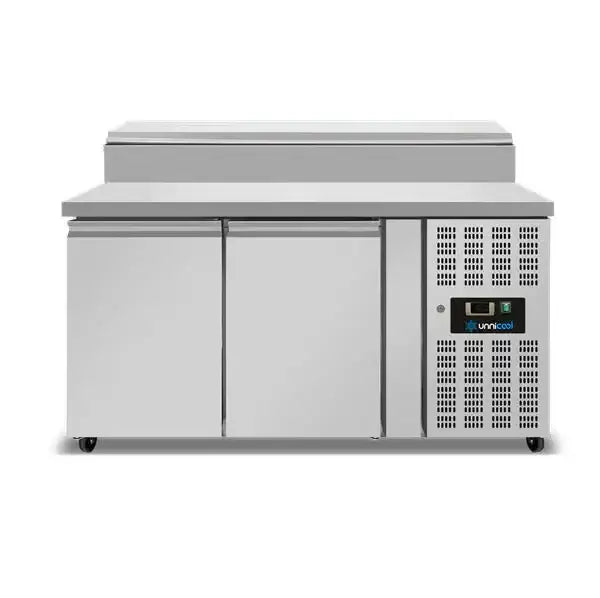 Saladette with wheels | 2 doors (1/1 GN) | Top 6× 1/3 GN | +2°C to +8°C | Forced cooling | Flip lid