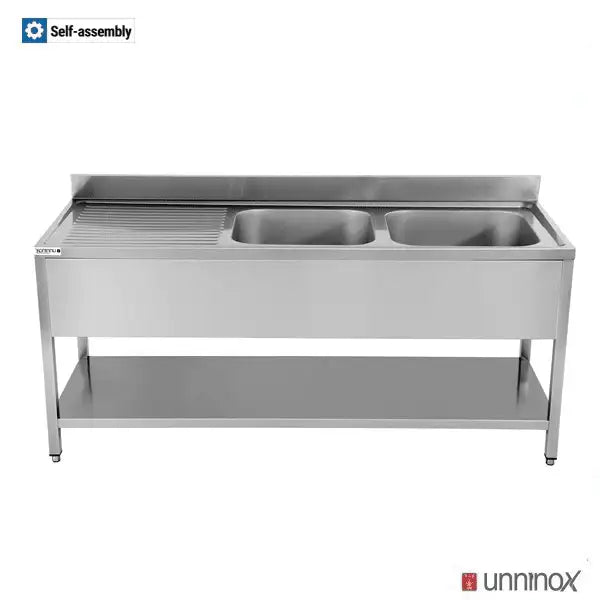 ECO Sink Table / 2 Basins Right + Draining Board, 1600 x 700 mm