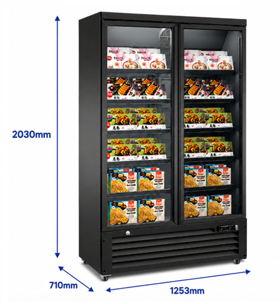 Tiefkühlschrank 2 Türen - Schwarz - 1200 Liter - 1253x710x2030 mm