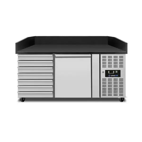 Pizza counter with wheels - 1 door + 7 dough drawers (EN600x400)